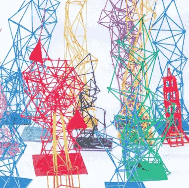 Student work from the Arkki Triangular Towers project, for ages 10 to 12.
