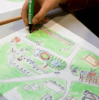 Student work from the Arkki Axonometric City Drawing project, for ages 16 to 18.