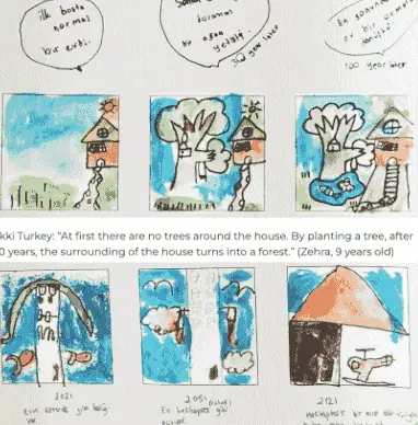 Student work from the Arkki Architectural Comic Strip project, for ages 10 to 12.